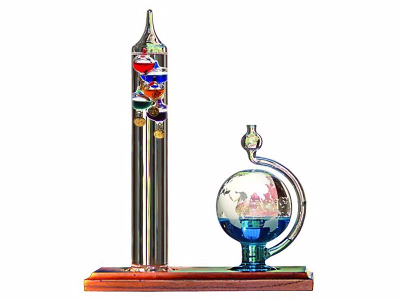 Galileo Thermometer with Glass Ball Barometer